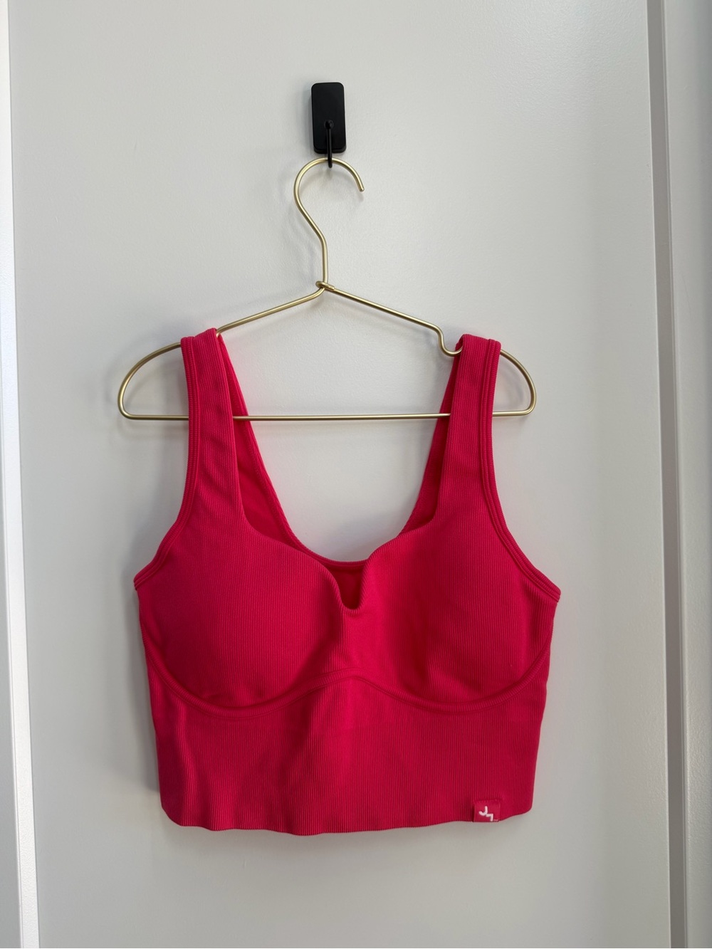 Size S JoyLab Ribbed Sports Crop Tank in Hot Pink